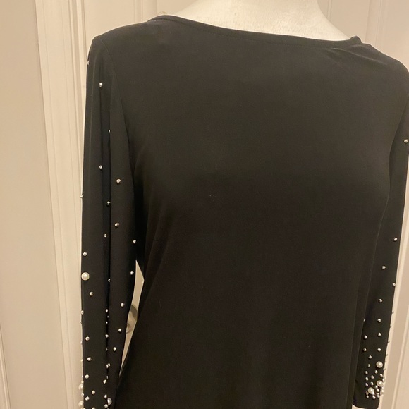 Annalee + Hope M Black pearls and rhinestones Shift Dress Stretch Evening - Picture 4 of 7